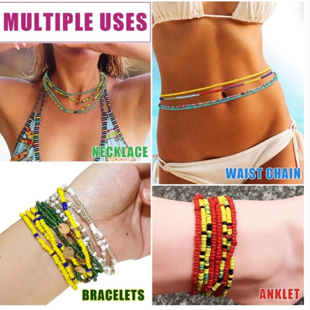 🌴3 PC SET!!! Beaded SEED Strands for Necklaces, BELLY, Bracelets, Anklets - Picture 7 of 9